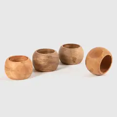 CASA CANTABRIA - Set X 4 Anillo Para Servilleta Diseño Madera Natural
