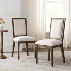 ROBERTA ALLEN - Par de Sillas de Comedor Croissette Estilo Clásico Beige