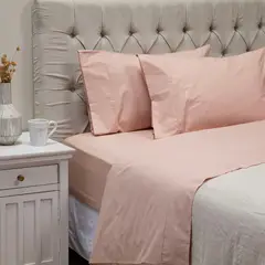 TEXTIL VIÑA - Juego de Sábanas Polialgodón 180 Hilos Beige