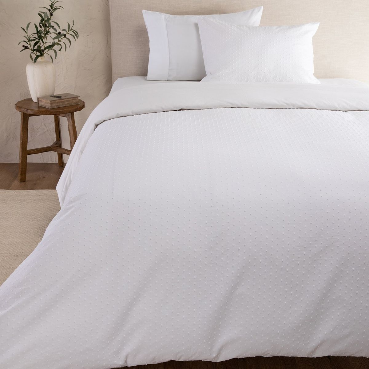 CASA CANTABRIA - Funda De Plumón 100% Algodón Plumeti Blanco Casa Cantabria