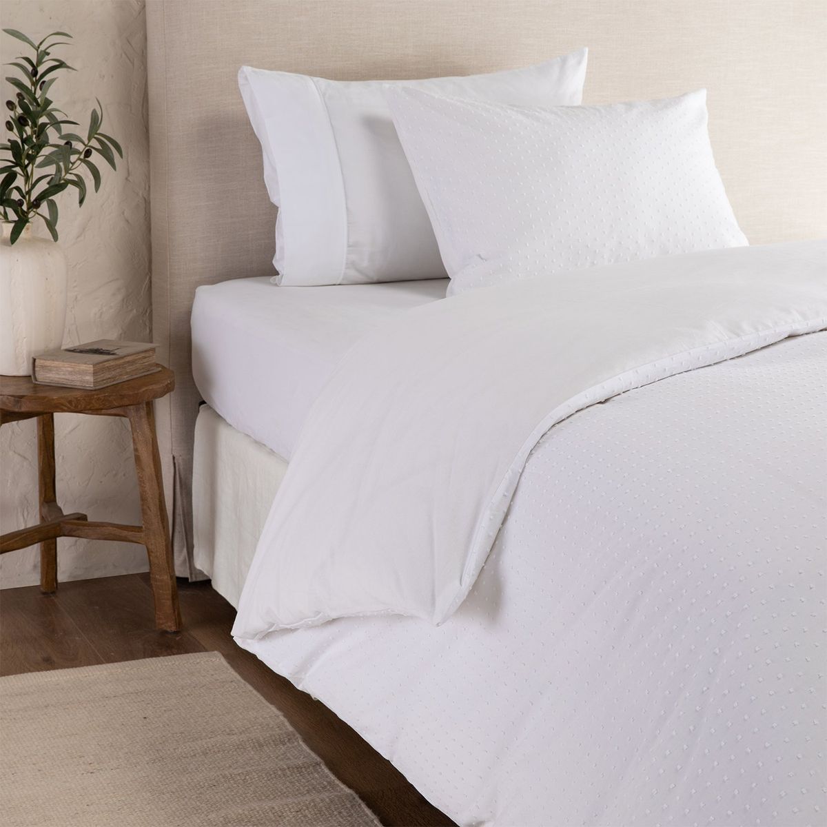 CASA CANTABRIA - Funda De Plumón 100% Algodón Plumeti Blanco Casa Cantabria