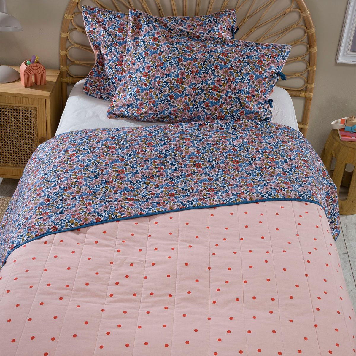 MICA KIDS - Cubrecama Lara 1.5 Plazas 100% Algodón + Fundas De Almohada Mica Kids