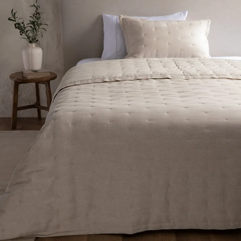 Cubrecama Quilt 100% Lino Beige