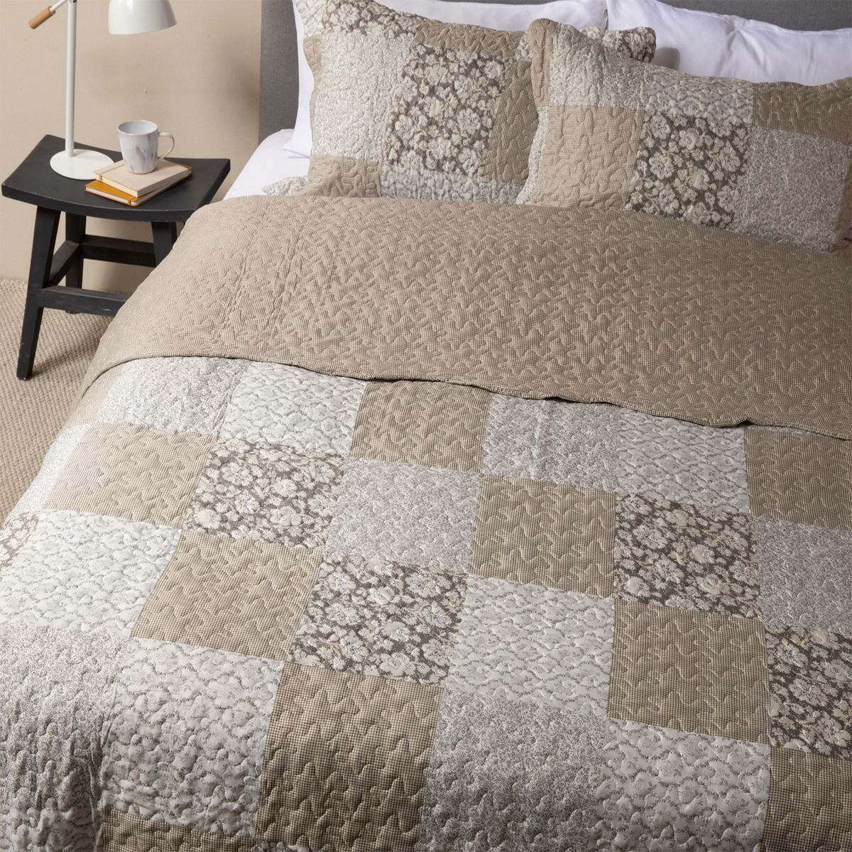 TEXTIL VIÑA - Cubrecama Quilt + Funda De Almohada Patch Be Microfibra Textil Vina