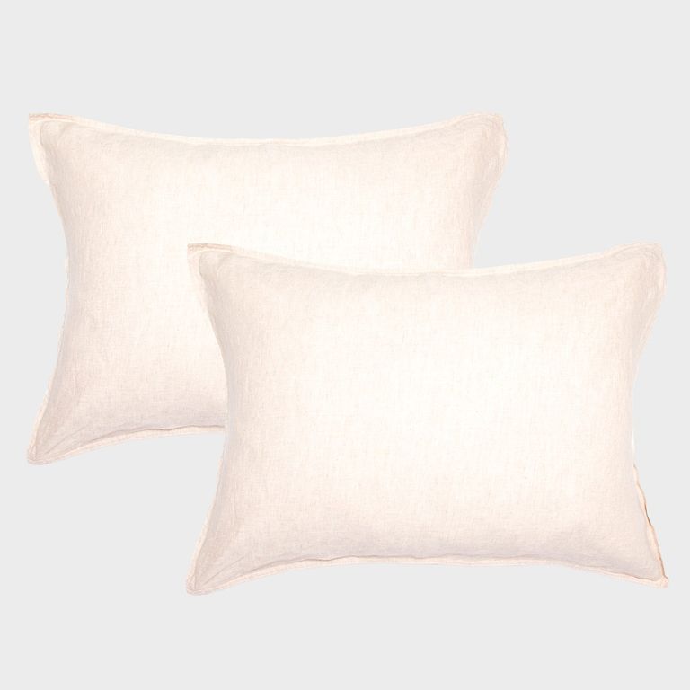 Set 2 Fundas Almohada 100% Lino Beige