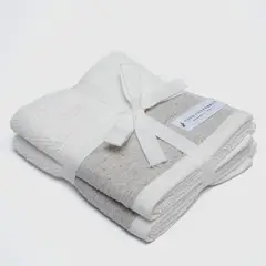 CASA CANTABRIA - Set De 2 Toallas De Mano Franja Blanca Algodón 500 G