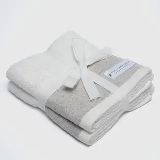 CASA CANTABRIA - Set De 2 Toallas De Mano Franja Blanca Algodón 500 G