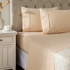TEXTIL VIÑA - Juego de Sábanas Polialgodón 180 Hilos Beige