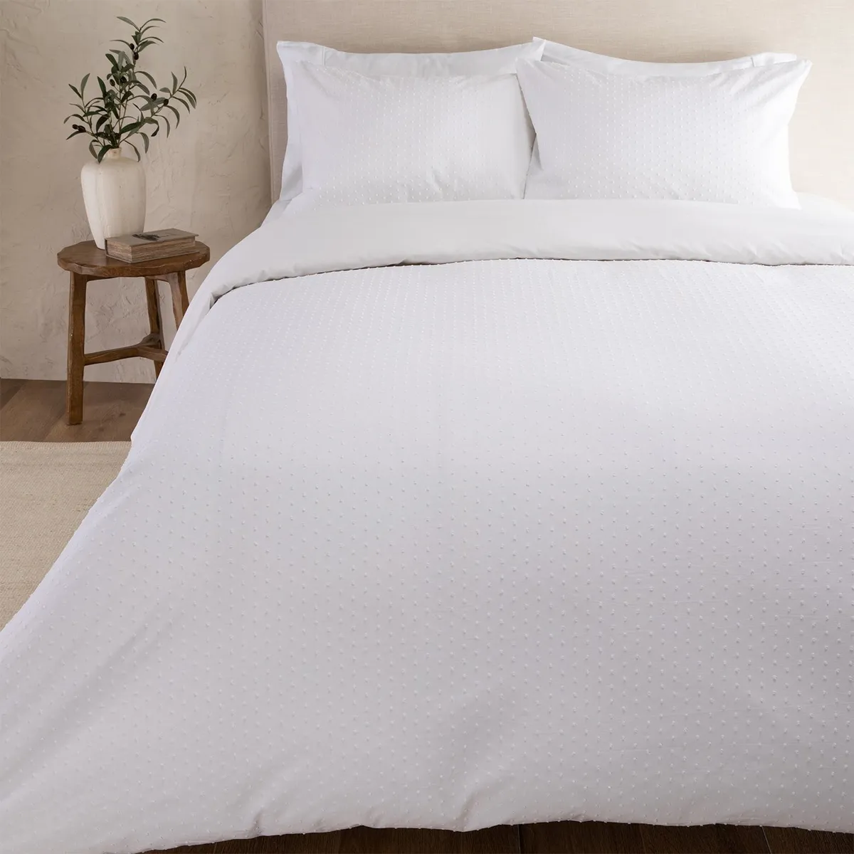 CASA CANTABRIA - Funda De Plumón 100% Algodón Plumeti Blanco Casa Cantabria