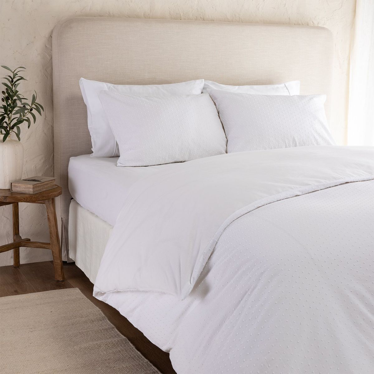 CASA CANTABRIA - Funda De Plumón 100% Algodón Plumeti Blanco Casa Cantabria