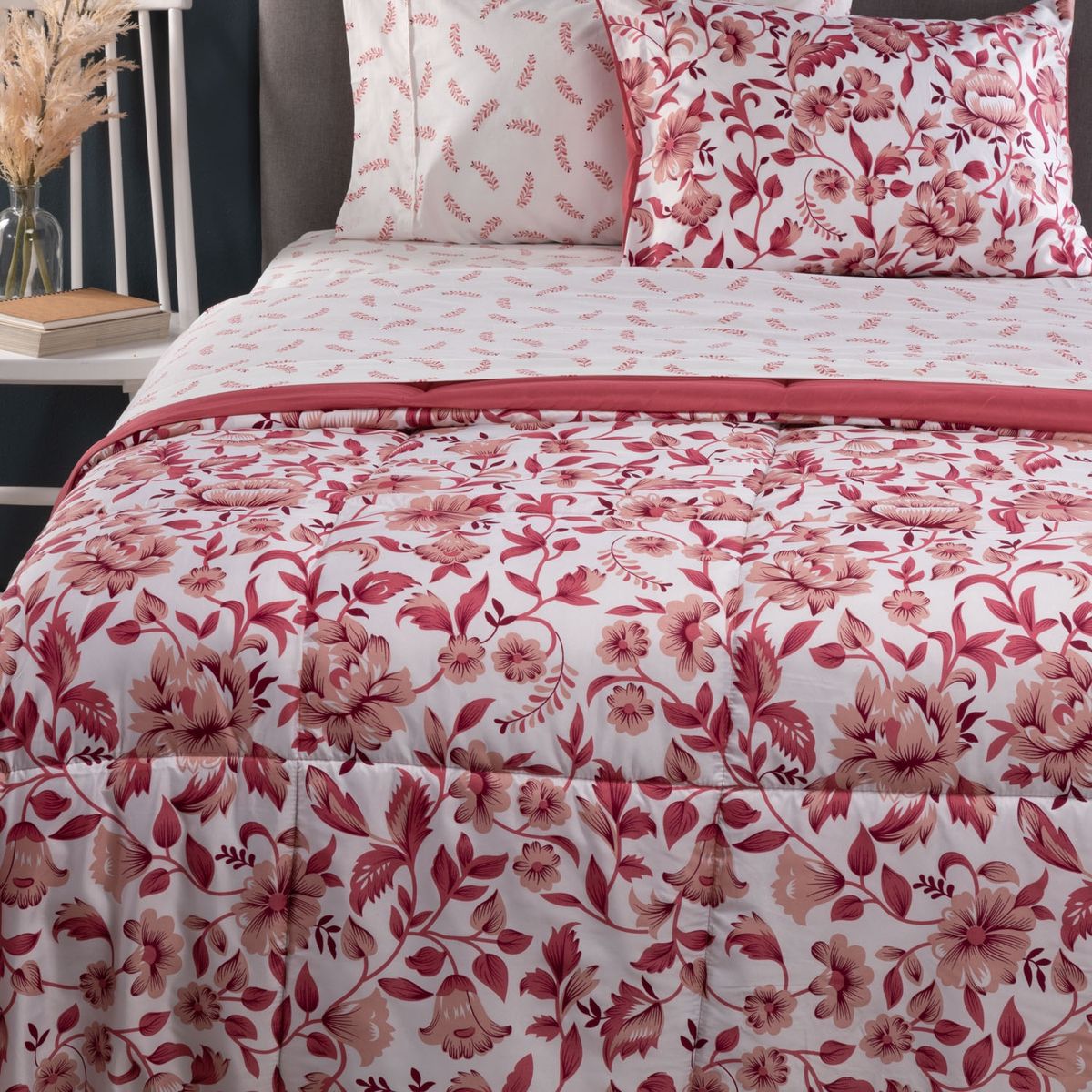 ROBERTA ALLEN - Cubrecama + Juego de Sábanas 100% Algodón + Manta + Cojín Sofía Roberta Allen