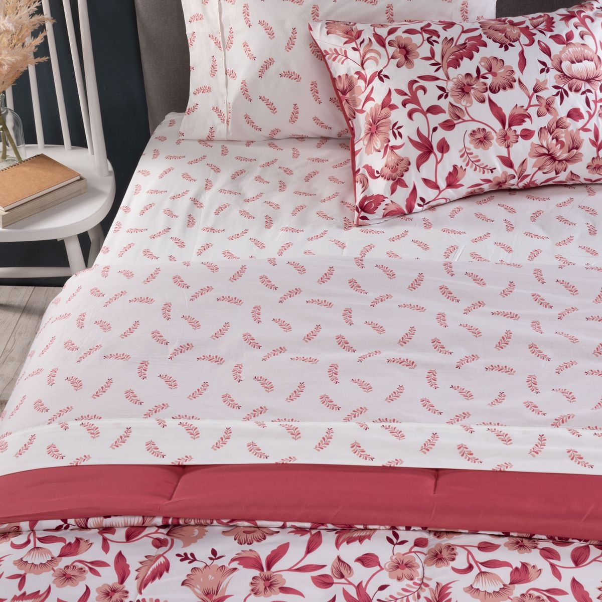 ROBERTA ALLEN - Cubrecama + Juego de Sábanas 100% Algodón + Manta + Cojín Sofía Roberta Allen