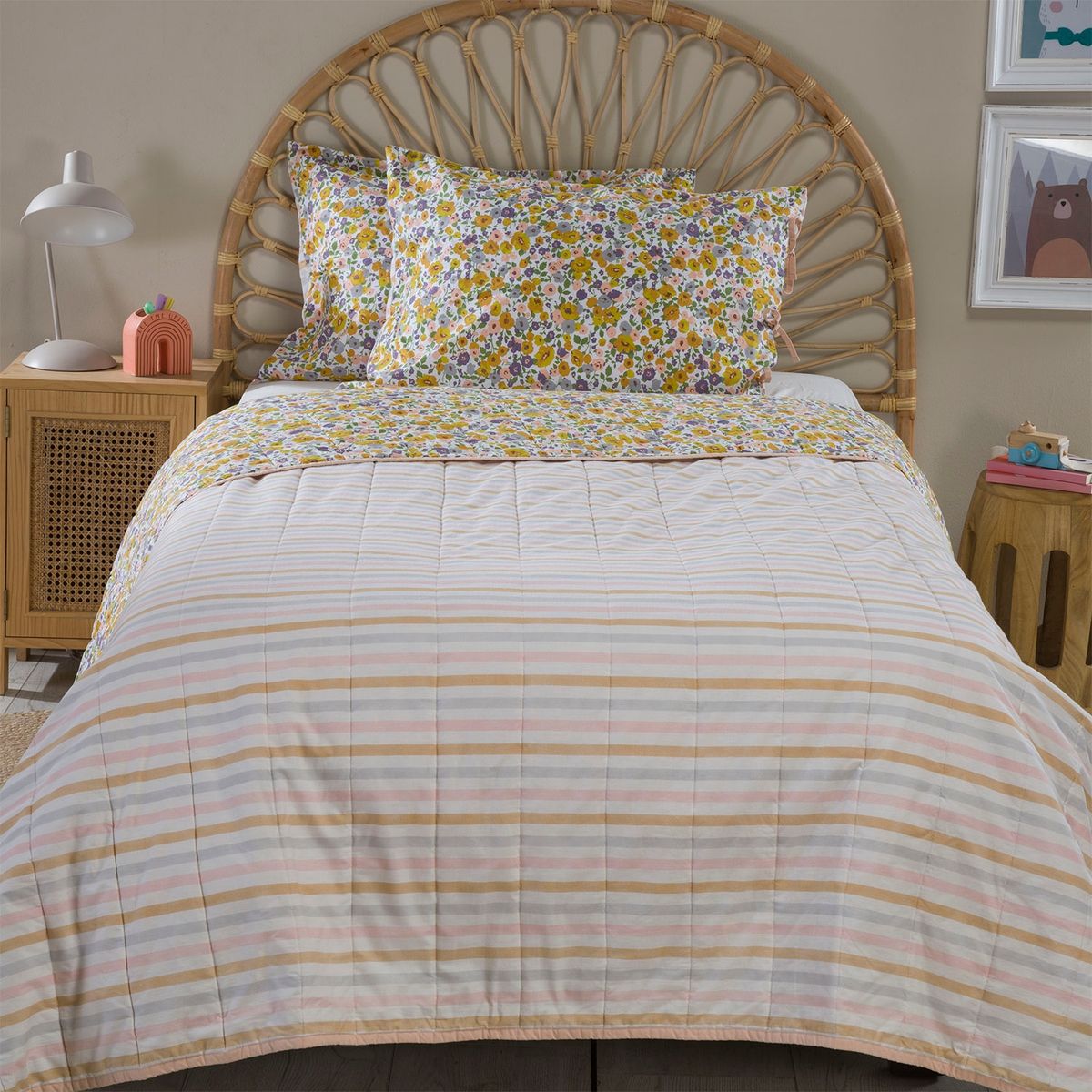 MICA KIDS - Cubrecama Amelia 1.5 Plazas 100% Algodón + Fundas De Almohada Mica Kids