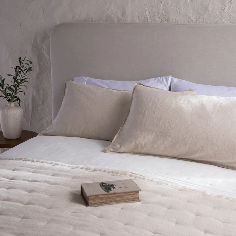 Set 2 Fundas Almohada 100% Lino Beige