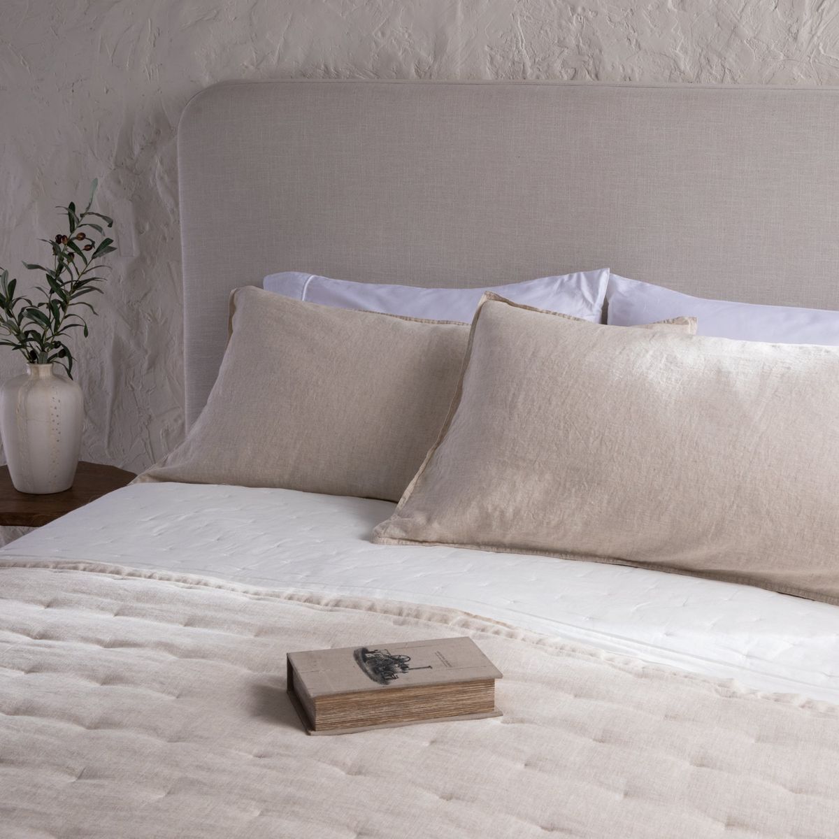 CASA CANTABRIA - Set 2 Fundas Almohada 100% Lino Beige Casa Cantabria