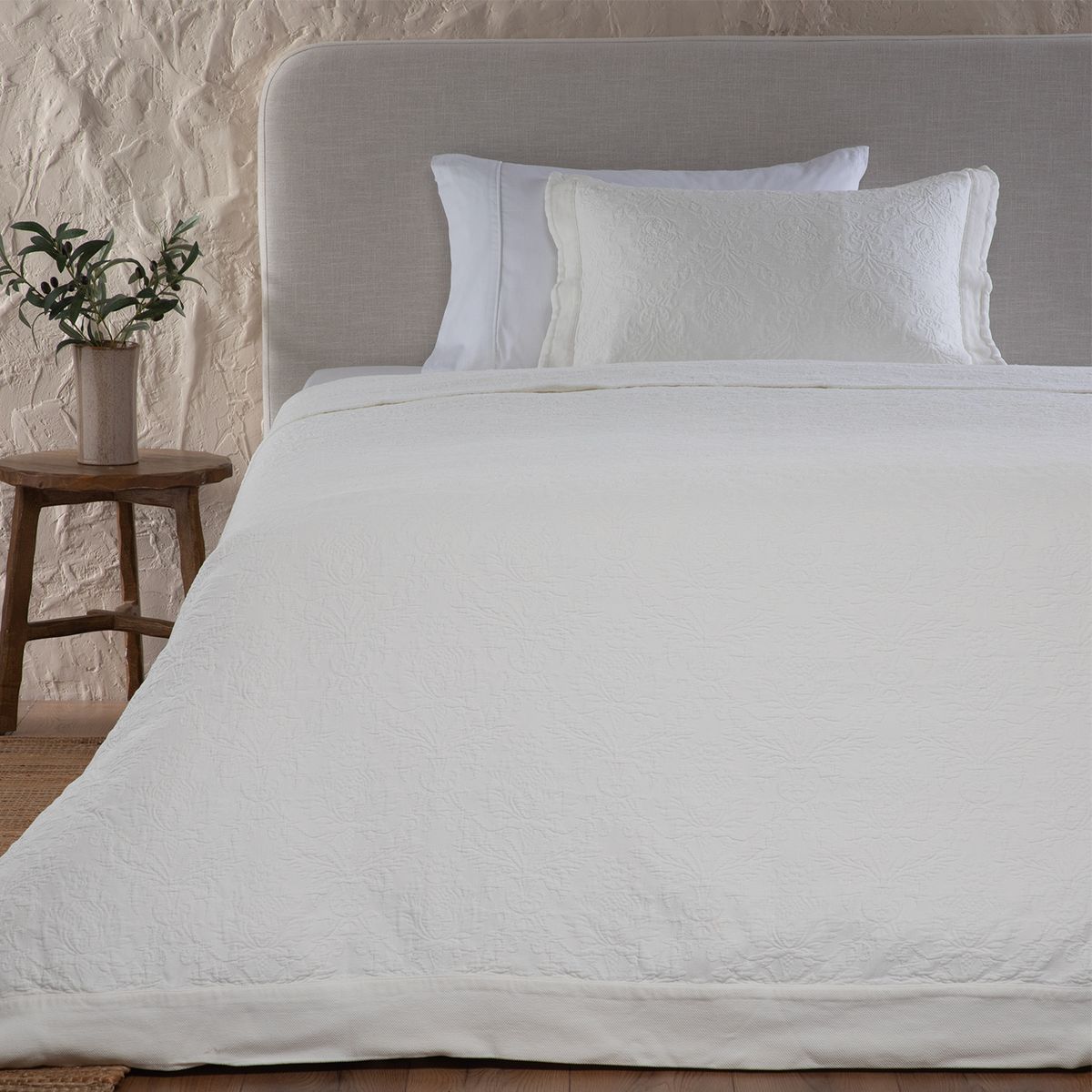 CASA CANTABRIA - Cubrecama Quilt Gaia Blanco Algodón Casa Cantabria