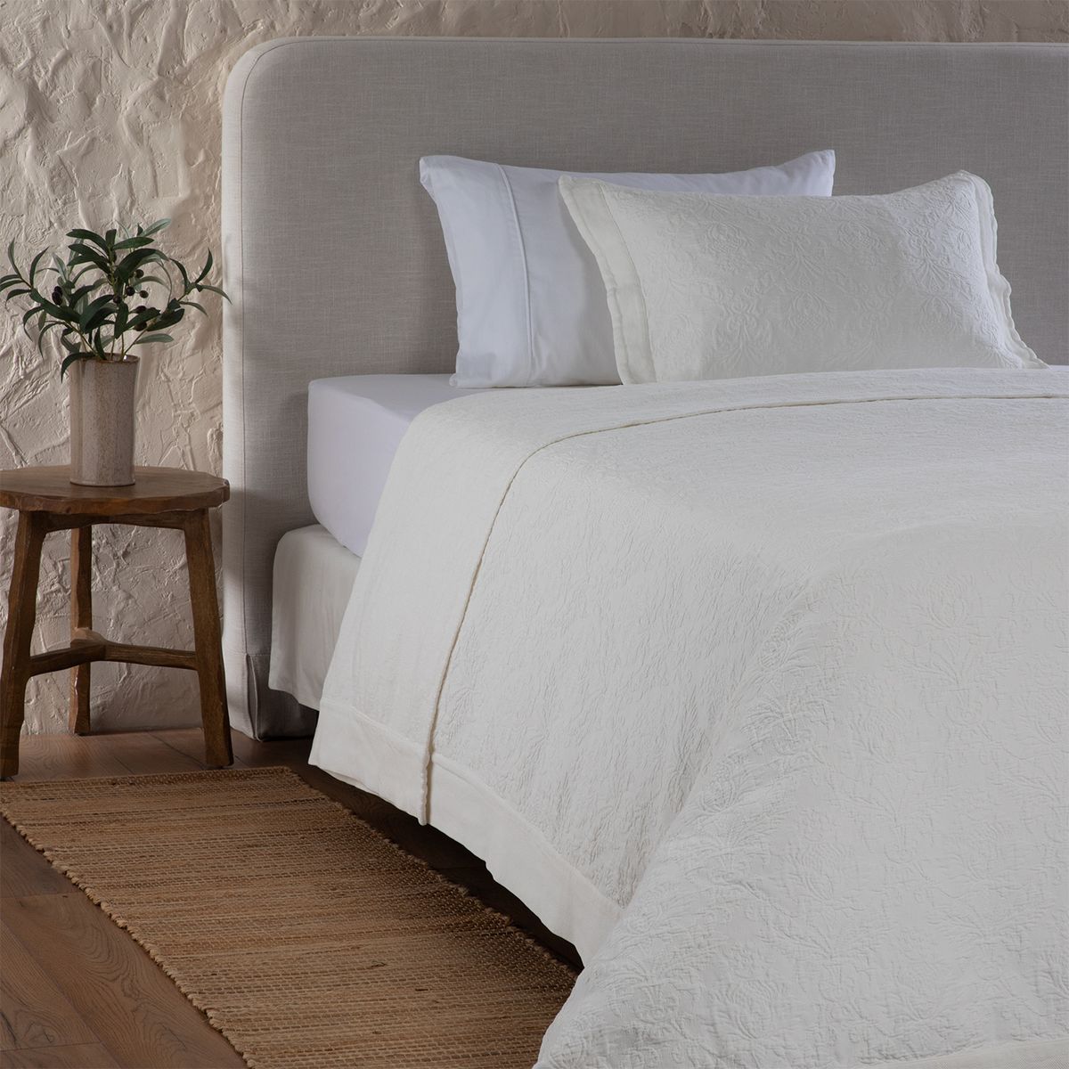 CASA CANTABRIA - Cubrecama Quilt Gaia Blanco Algodón Casa Cantabria