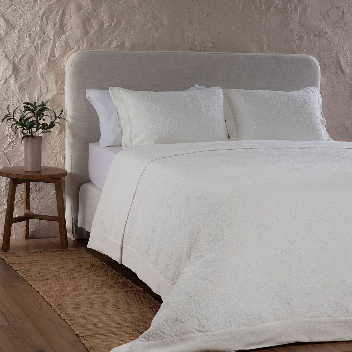 CASA CANTABRIA - Cubrecama Quilt Gaia Blanco Algodón Casa Cantabria