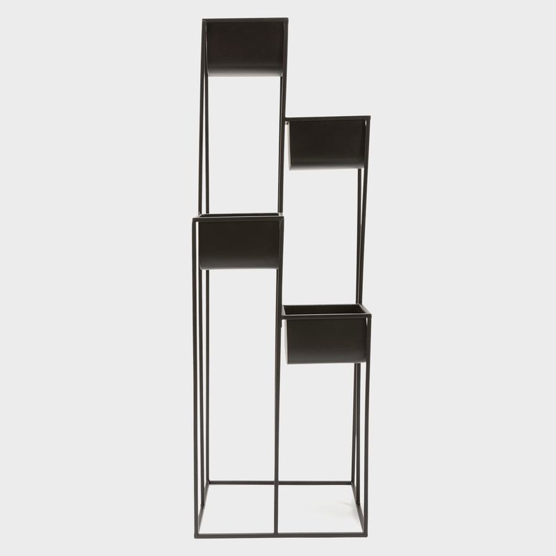 BASEMENT HOME - Macetero con Pedestal Metal Negro 100x33 cm Basement Home