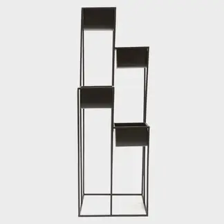 BASEMENT HOME - Macetero con Pedestal Metal Negro 100x33 cm