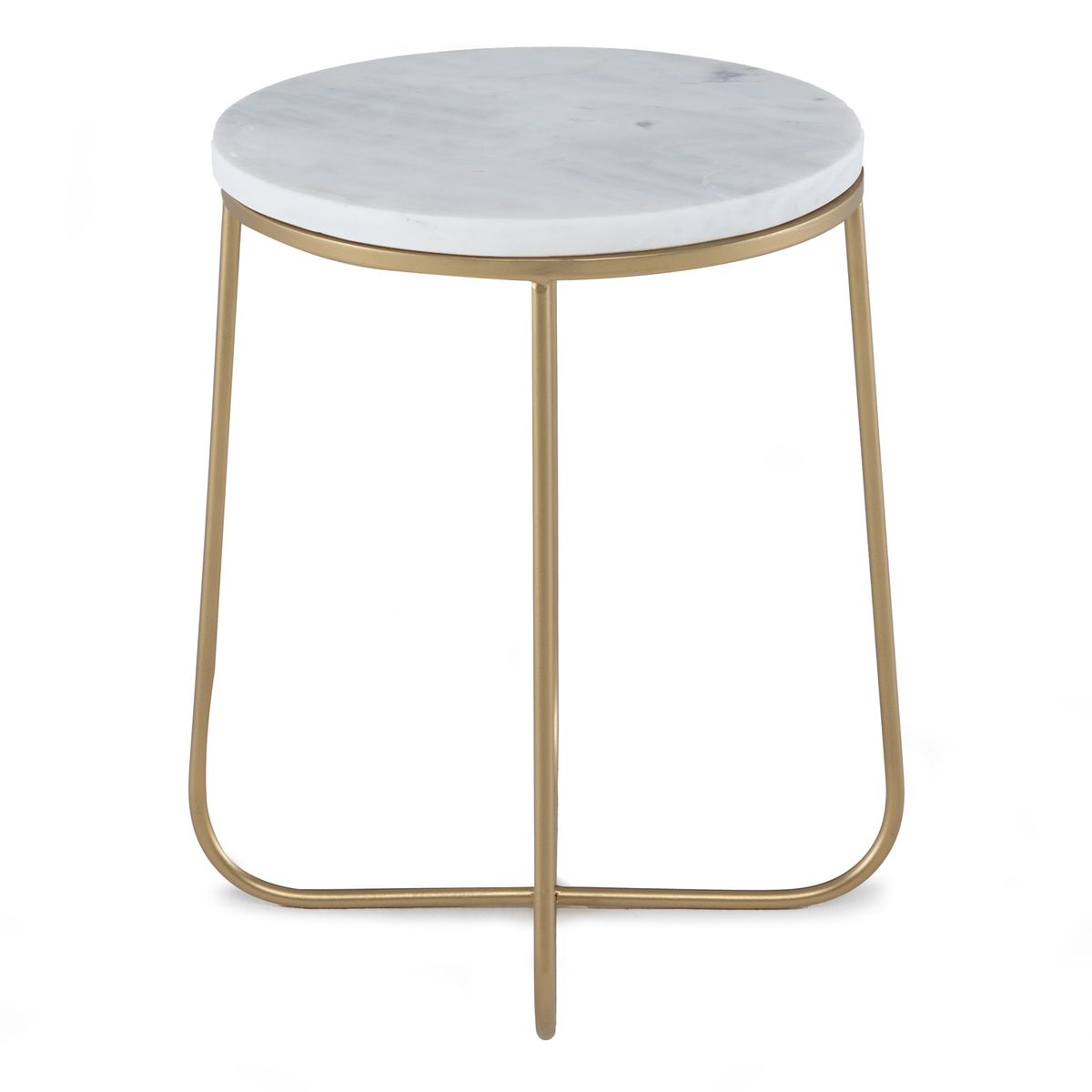 BASEMENT HOME - Mesa Lateral Redonda 40 Cm Mármol Pata Dorada Auxiliar Basement Home