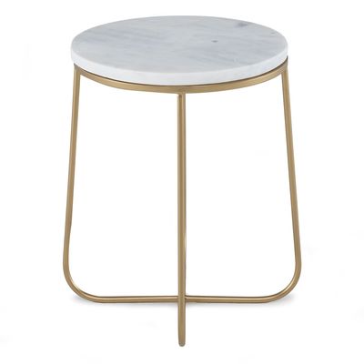 Imagen 2 del producto Mesa Lateral Redonda 40 Cm Mármol Pata Dorada Auxiliar