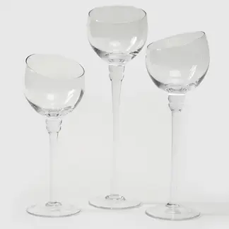 BASEMENT HOME - Set 3 Candelabros Redondos Vidrio 20 cm