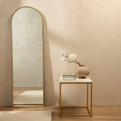 Imagen 2 del producto Mesa Lateral Cuadrada 50 Cm Mármol Pata Dorada Auxiliar