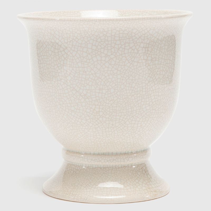 CASA CANTABRIA - Florero Jarrón Cerámica Blanco 19x19 Cm Casa Cantabria