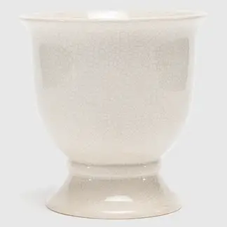 CASA CANTABRIA - Florero Jarrón Cerámica Blanco 19x19 Cm