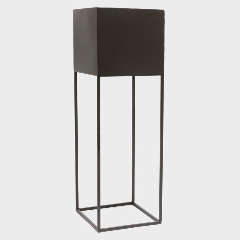BASEMENT HOME - Macetero Con Pedestal Metal Negro 20X60 Cm Basement Home