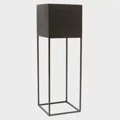 BASEMENT HOME - Macetero Con Pedestal Metal Negro 20X60 Cm