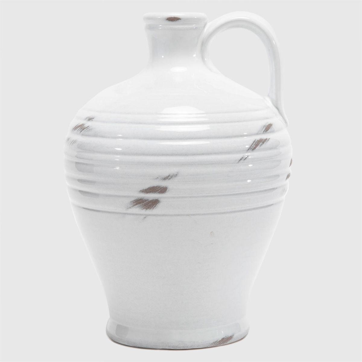 CASA CANTABRIA - Florero Jarrón Cerámica Blanco 17x25 Cm Casa Cantabria