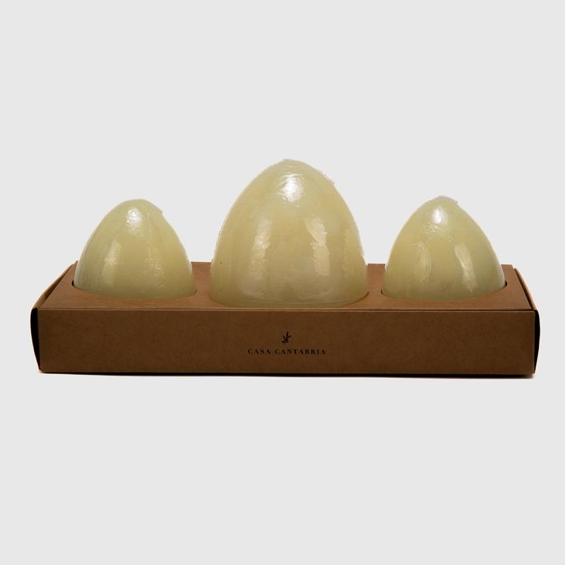 CASA CANTABRIA - Set de 3 Velas Ovaladas 10 y 7 Cm Casa Cantabria