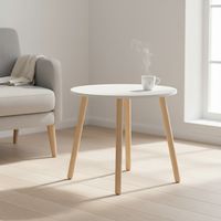 Mesa Lateral Redonda 60X50 Cm Pata Madera Auxiliar