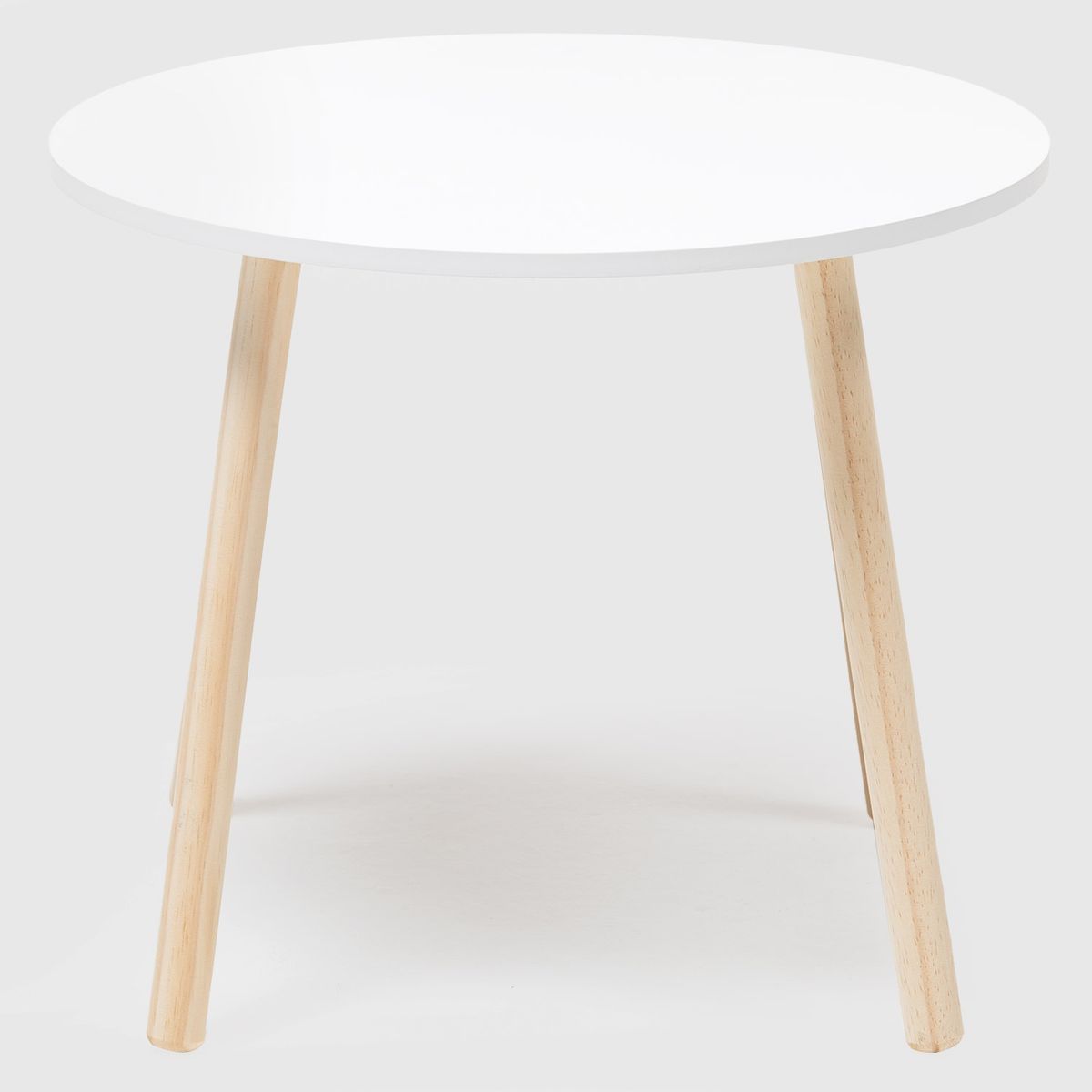 MICA - Mesa Lateral Redonda 60X50 Cm Pata Madera Auxiliar Mica