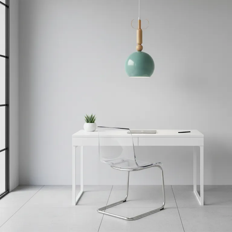 MICA Lámpara Colgante Eléctrica Halógena Metal y Madera 19x28 cm