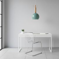 Lámpara Colgante Eléctrica Halógena Metal y Madera 19x28 cm