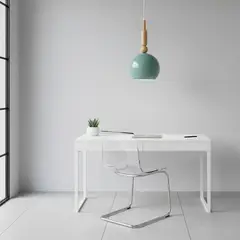 MICA - Lámpara Colgante Eléctrica Halógena Metal y Madera 19x28 cm