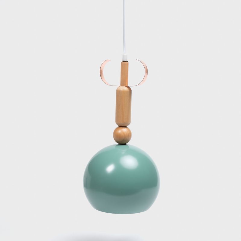 MICA - Lámpara Colgante Mica Eléctrica Halógena Metal y Madera 19x28 cm