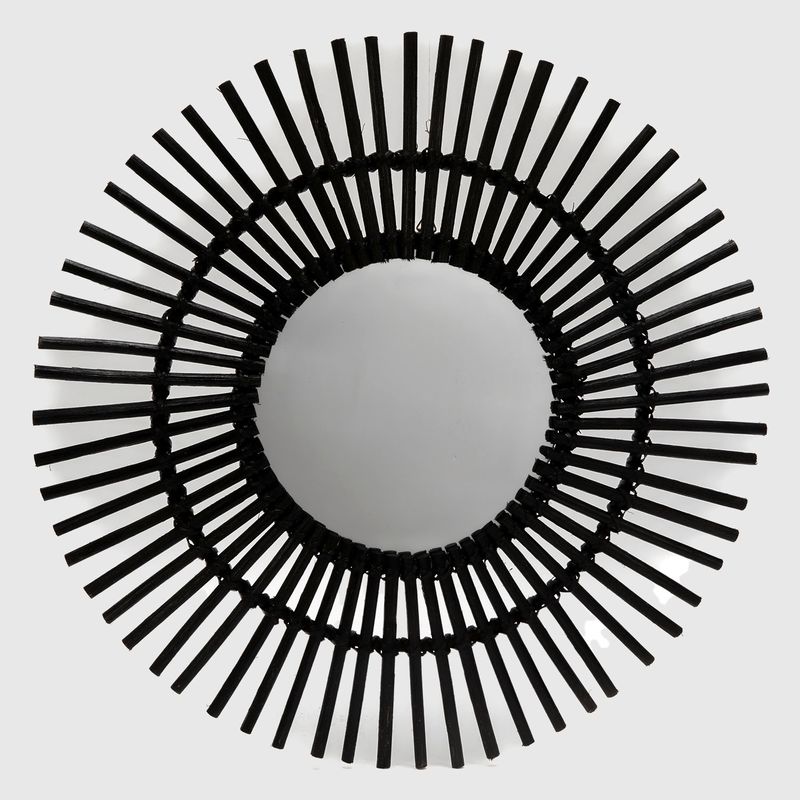ROBERTA ALLEN - Espejo Redondo Negro Rattan 60 Cm Roberta Allen
