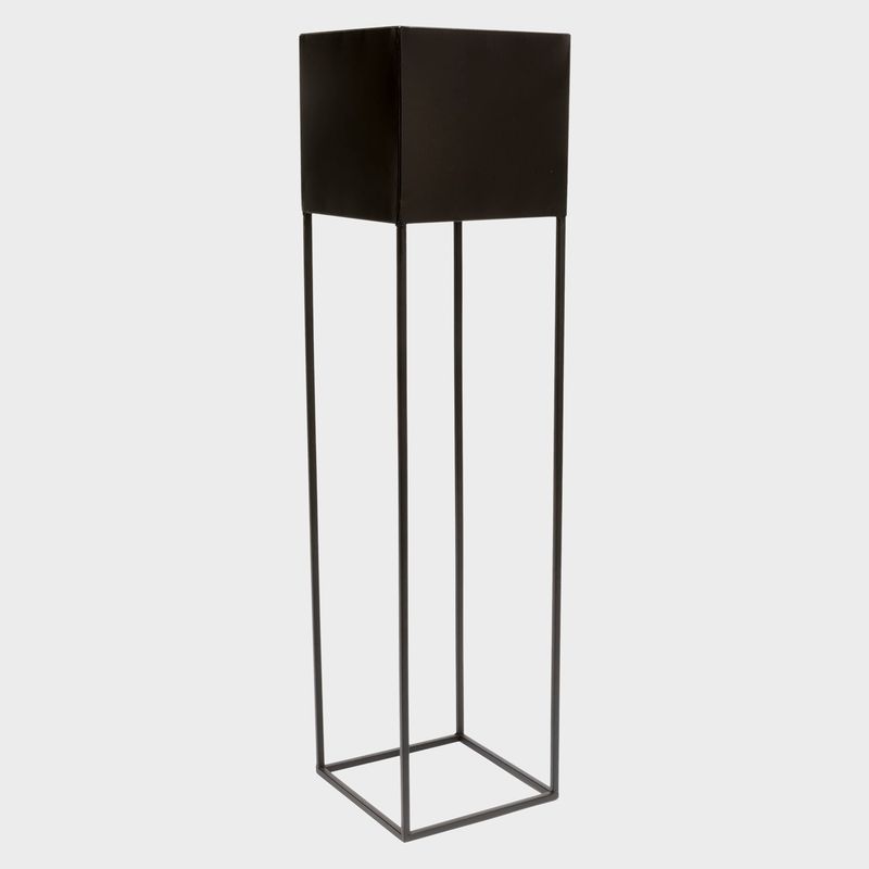 BASEMENT HOME - Macetero Con Pedestal Metal Negro 20X80 Cm Basement Home
