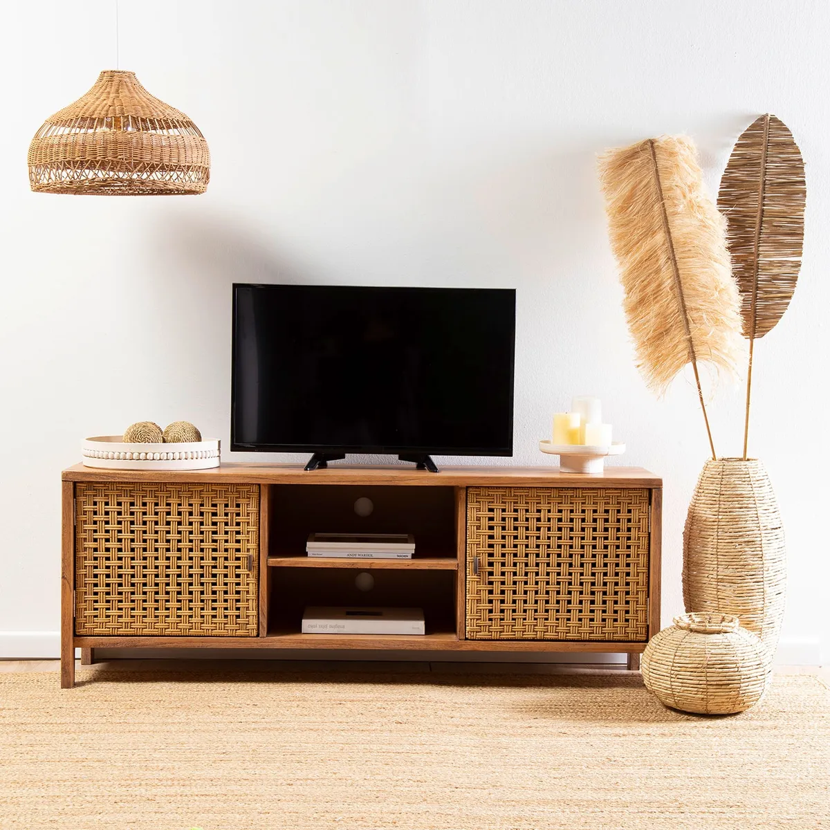 ROBERTA ALLEN - Pantalla Lámpara Rattan 45x29 Cm Roberta Allen