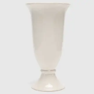 CASA CANTABRIA - Florero Jarrón Cerámica Blanco 30x17 Cm