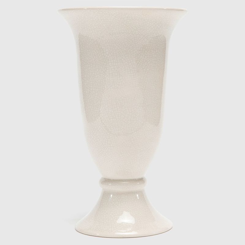 CASA CANTABRIA - Florero Jarrón Cerámica Blanco 39x21 Cm Casa Cantabria