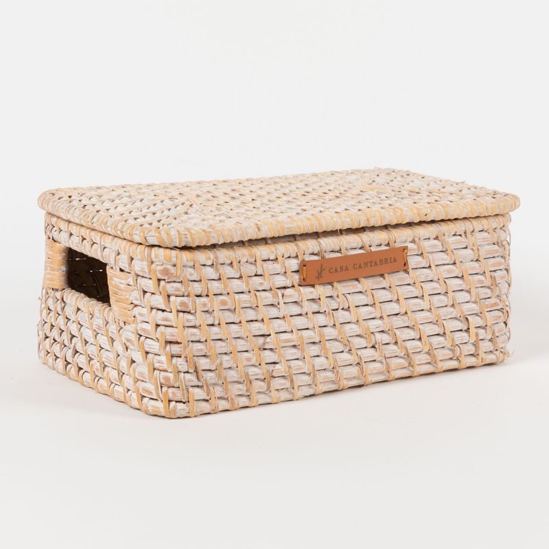 CASA CANTABRIA - Adorno Caja Mimbre Blanca 28x11 Cm Casa Cantabria