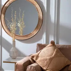 CASA CANTABRIA - Espejo Redondo Con Marco De Madera 75 Cm