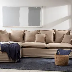 BASEMENT HOME - Sofá Seccional Izquierdo Atlanta Tela Gris 4 Cuerpos