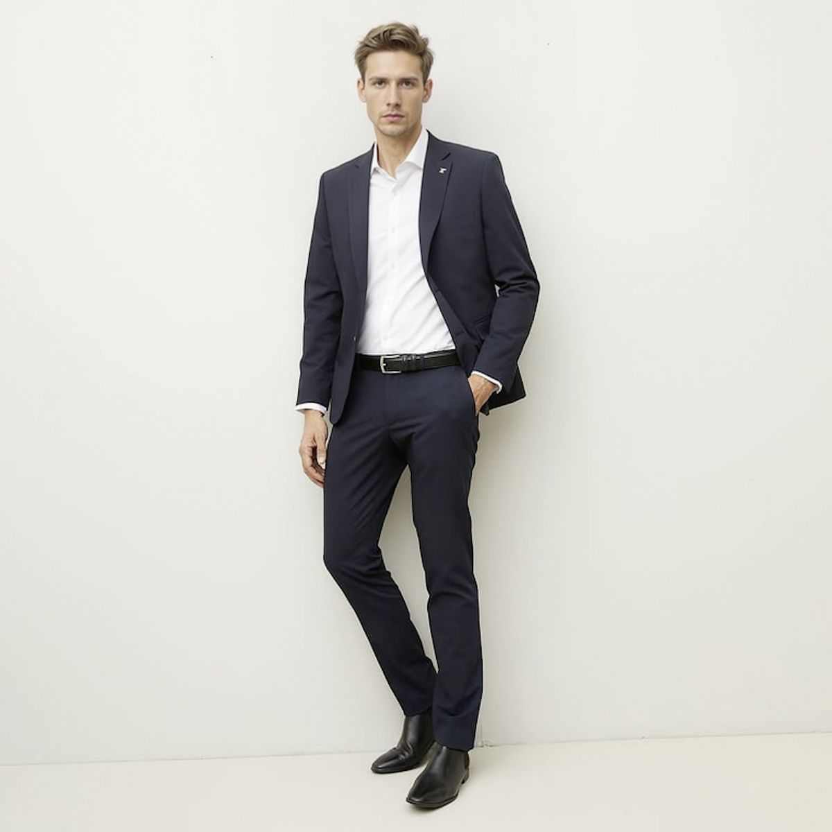 WOLF&HANK - Pantalón Traje Slim Fit 100% Lana Hombre Wolf&Hank