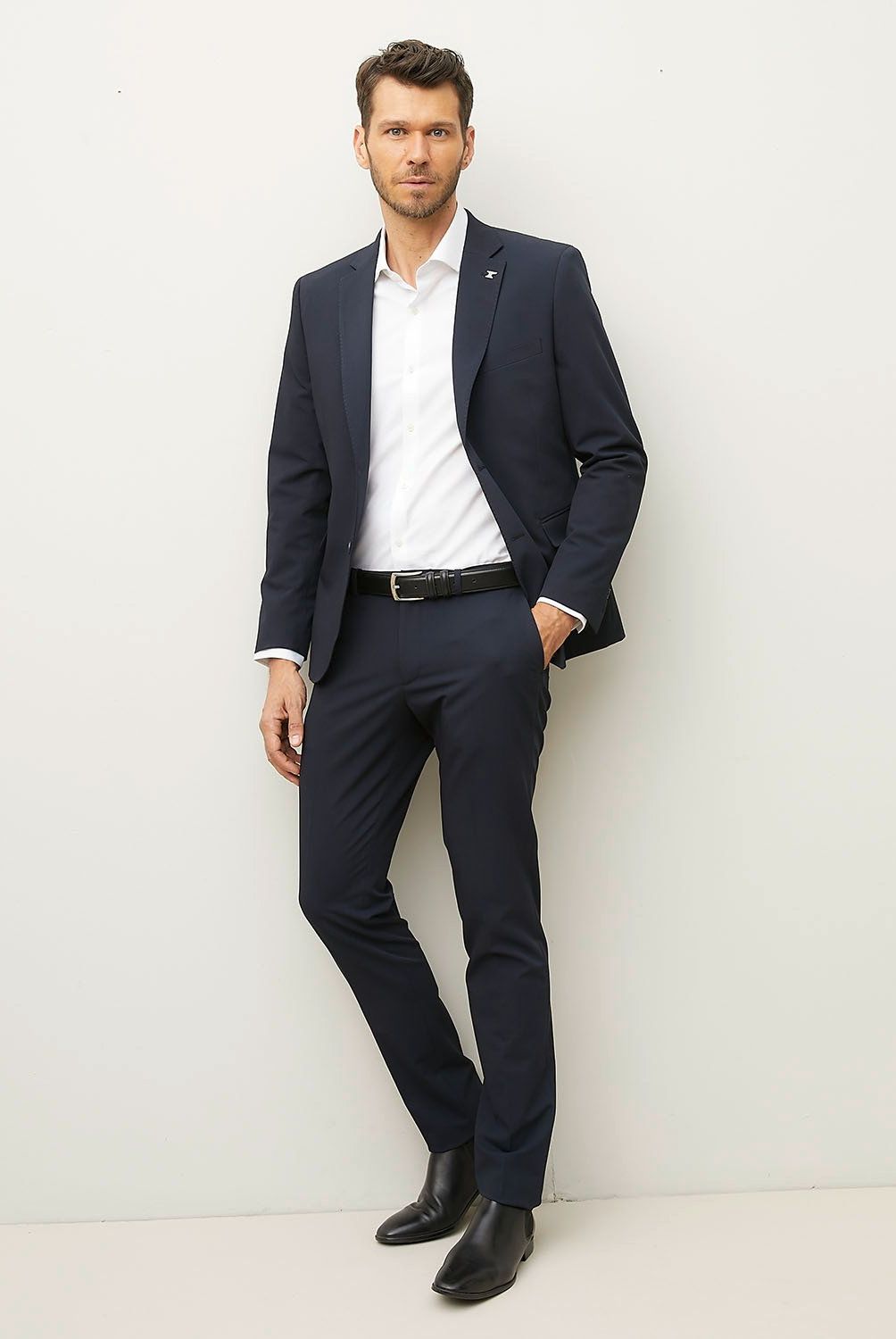 WOLF&HANK - Pantalón Traje Slim Fit 100% Lana Hombre Wolf&Hank